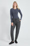 Woman wearing the Knit Jacquard Harris Plaid Jogger, front view.