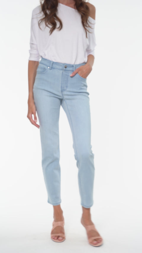 Model wearing the UP!DATED Slim Ankle Jean